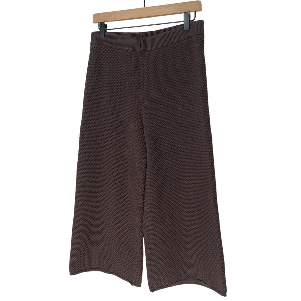 Free People Beach Hailee Sweater Pants Wide Leg Knit Textured Brown Size Medium